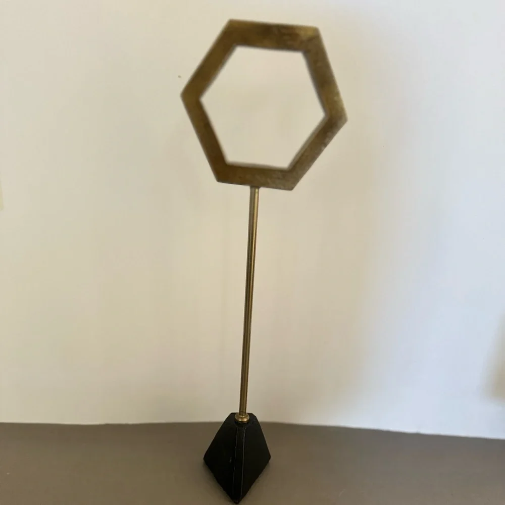 WEST ELM - Pair of Geo Cut Metal Sculptures and Vase Decor
